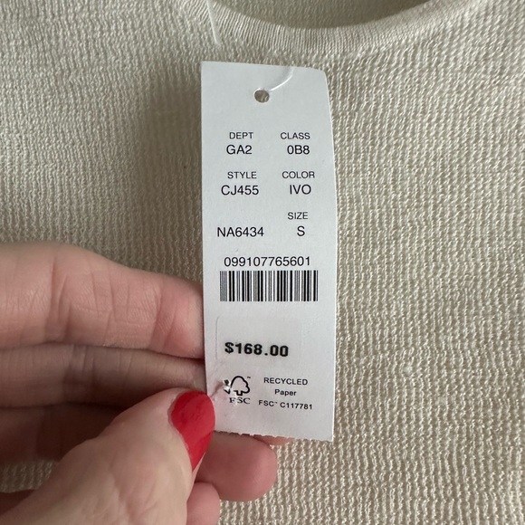 J. Crew Ivory Silk-Cashmere blend T-shirt size Small - Picture 4 of 6